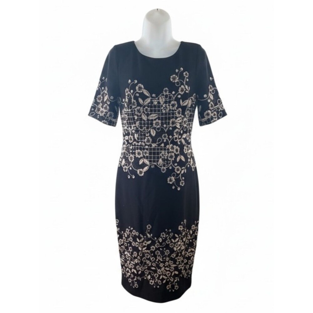 Adrianna Papell Floral Embroidered Dress Size 6